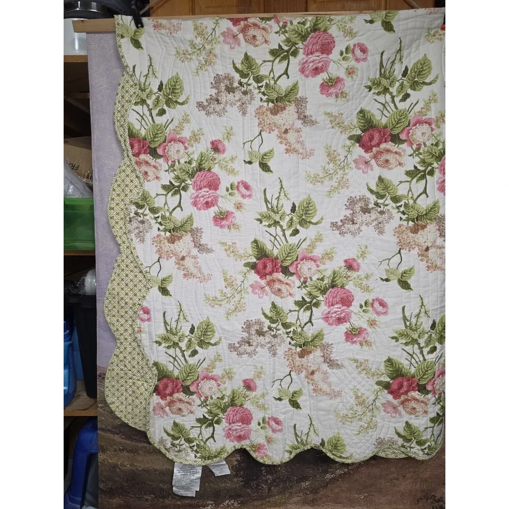 Waverly Emma's Garden Quilt Twin Size 1 Sham And Bed Skirt Shabby Chic 68x86
